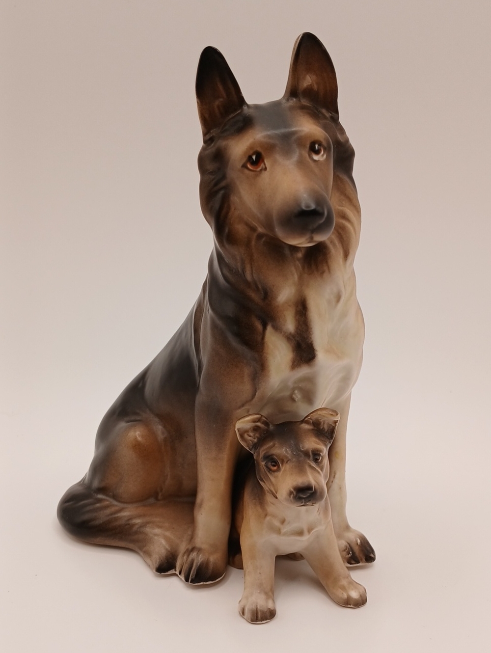 Vintage Lefton German Shepherd Dog w/ Pup Japan 5.75"